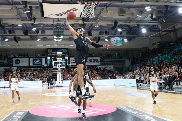 29 Matchday of the easyCredit BBL Basketball Bundesliga at Oberfrankenhalle in Bayreuth Season 2022 2023 Medi Bayreuth vs NINERS Chemnitz Jason George NINERS Chemnitz 13