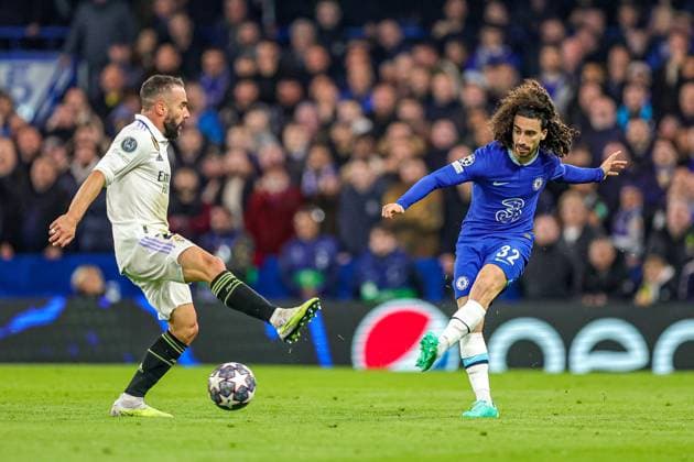 Chelsea v Real Madrid Champions League 18 04 2023. Quarter Final Marc Cucurella (32) of Chelsea during the Champions League quarter-final match between Chelsea and Real Madrid at Stamford Bridge, London, England on 18 April 2023. Editorial use only , Copyright: xNigelxKeenex PSI-17284-0084