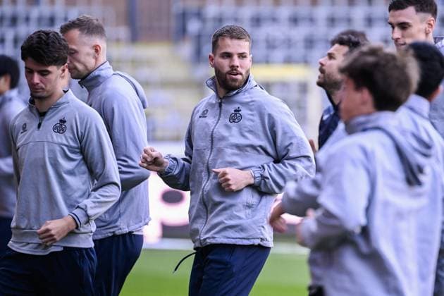 Union s Bart Nieuwkoop pictured in action during a training session of Belgian soccer team Royale Union Saint-Gilloise, Wednesday 19 April 2023 in Anderlecht stadium. Union is preparing for tomorrow s game against German Bayer 04 Leverkusen, the return leg of the quarterfinals of the UEFA Europa League competition. First leg ended on a draw 1-1 result. LAURIExDIEFFEMBACQ  x65339423x