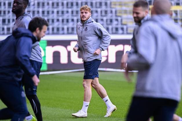 Union s Yorbe Vertessen pictured in action during a training session of Belgian soccer team Royale Union Saint-Gilloise, Wednesday 19 April 2023 in Anderlecht stadium. Union is preparing for tomorrow s game against German Bayer 04 Leverkusen, the return leg of the quarterfinals of the UEFA Europa League competition. First leg ended on a draw 1-1 result. LAURIExDIEFFEMBACQ  x65339429x