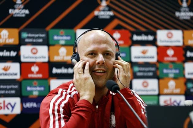 ROME - Feyenoord coach Arne Slot during the press conference, PK, Pressekonferenz ahead of the UEFA Europa League quarter final against AS Roma at the Rome Olympic Stadium on April 19, 2023 in Rome, Italy. ANP MAURICE VAN STONE UEFA Europa League MD-1 2022 2023 xVIxANPxSportx xxANPxIVx 467417202 originalFilename: 467417202.jpg