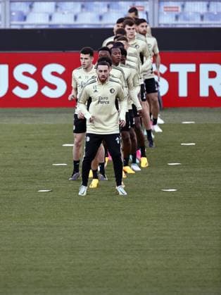 ROME - Players of Feyenoord during the training session ahead of the UEFA Europa League quarter final against AS Roma at the Rome Olympic Stadium on April 19, 2023 in Rome, Italy. ANP MAURICE VAN STONE UEFA Europa League 2022 2023 xVIxANPxSportx xxANPxIVx 467420286 originalFilename: 467420286.jpg