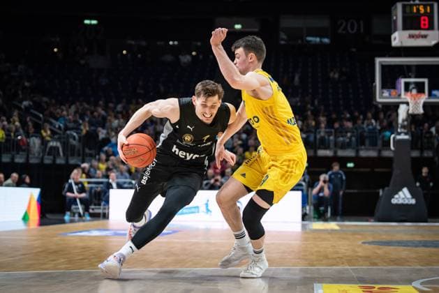 easyCredit Basketball Bundesliga, Alba Berlin vs Basketball Lowen Braunschweig Berlin, 19 04 2023 David Kramer Basketball Lowen Braunschweig 1 Basketball Easy Credit BBL 29 1 Bundesliga match between Alba Berlin and Basketball Lowen Braunschweig at Mercedes Benz Arena on April 19 2023 19 04 2023 in Berlin, Germany season 2022 2033 Copyright: xBEAUTIFULxSPORTS LucianoxLimax