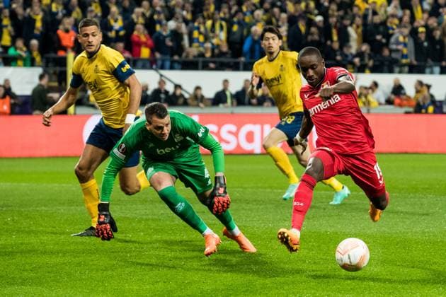 UEFA Europa League quarterfinals Royale Union Saint Gilloise Bayer 04 Leverkusen Anthony Moris Royale Union Saint Gilloise, 49 , Moussa Diaby Bayer 04 Leverkusen, 19 shot on goal to 0 1 UEFA Europa League quarterfinals Royale Union Saint Gilloise Bayer 04 Leverkusen, Brussels, Anderlecht Stadium Copyright: xBEAUTIFULxSPORTS Wunderlx