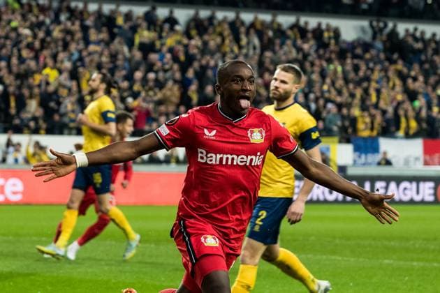 UEFA Europa League Quarterfinal Royale Union Saint Gilloise Bayer 04 Leverkusen Cheers to 0 1 by Moussa Diaby Bayer 04 Leverkusen, 19 UEFA Europa League Quarterfinal Royale Union Saint Gilloise Bayer 04 Leverkusen, Brussels, Anderlecht Stadium. Copyright: xBEAUTIFULxSPORTS Wunderlx