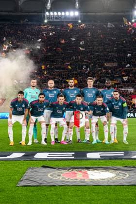 UEFA Europa League quarter final: AS Roma v Feyenoord Rome - Players of Feyenoord during the match between AS Roma v Feyenoord at Stadio Olympico on 20 April 2023 in Rome, Italy. Copyright: xTomxBodex