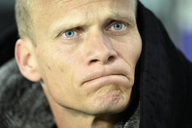 ANDERLECHT, BELGIUM - APRIL 20 : Geraerts Karel head coach of Union St-Gilloise pictured during the UEFA Europa League Quarter-finals, 2nd leg match between Union SG and Bayer Leverkusen at the Anderlecht stadium on April 20, 2023 in Anderlecht, Belgium, 20 04 2023 ( Union SG v Bayer Leverkusen - UEFA Europa League PhotoNews Panoramic 