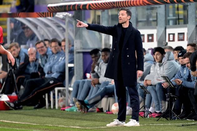 BRUSSELS - Bayer 04 Leverkusen trainer coach Xabi Alonso during the UEFA Europa League quarterfinal match between Union Sint Gillis and Bayer 04 Leverkusen at Lotto Park stadium on April 20, 2023 in Brussels, Belgium. AP Dutch Height UEFA Europa Europa League - Quarter-final, 2nd Leg 2022 2023 xVIxANPxSportx xGerritxvanxKeulenxIVx 467496550 originalFilename: 467496550.jpg