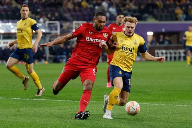 ANDERLECHT, BELGIUM - APRIL 20 : Vertessen Yorbe forward of Union St-Gilloise during the UEFA Europa League Quarter-finals, 2nd leg match between Union SG and Bayer Leverkusen at the Anderlecht stadium on April 20, 2023 in Anderlecht, Belgium, 20 04 2023 ( Union SG v Bayer Leverkusen - UEFA Europa League PhotoNews Panoramic 