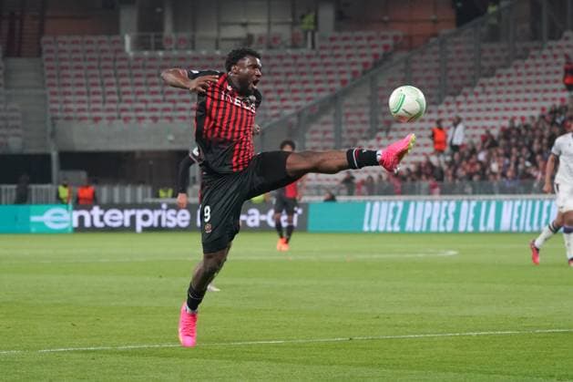 Terem Moffi (OGC Nice) FOOTBALL : OGC Nice vs FC Bale - Quart de finale retour de Ligue Europa ConfÃ rence - Nice - 20 04 2023 NorbertScanella Panoramic 