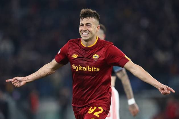 Rome, Italy 20.04.2023: Stephan EL Shaarawy of Roma score the goal and celebrate during the Uefa Europa League 2023 football match, quarter finals, AS Roma vs Feyenoord at Olympic stadium in Rome, Italy.  Copyright: xmarcoxiacobuccix xipa-agency.netx xmarcoxiacobuccix 0 IPA_IPA37436377