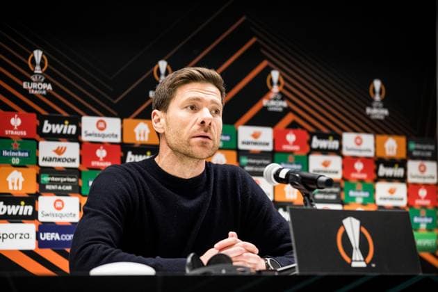UEFA Europa League Quarterfinal Royale Union Saint Gilloise Bayer 04 Leverkusen Xabi Alonso coach Bayer 04 Leverkusen in the press conference UEFA Europa League Quarterfinal Royale Union Saint Gilloise Bayer 04 Leverkusen, Brussels, Anderlecht Stadium Copyright: xBEAUTIFULxSPORTS Wunderlx