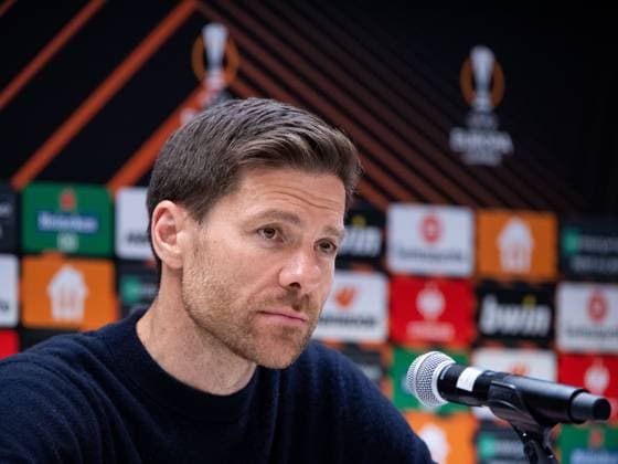 Xabi Alonso Bayer 04 Leverkusen, coach at the press conference, BEL, Royal Union Saint Gilloise vs Bayer 04 Leverkusen, football UEFA Europa League, quarterfinal second leg, season 2022 2023, 20 04 2023 BEL, Royal Union Saint Gilloise vs Bayer 04 Leverkusen, football UEFA Europa League, quarterfinal second leg, season 2022 2023, 20 04 2023 Anderlecht Copyright: xEibner-Pressefoto Memmlerx EP_MMR