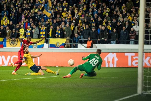 UEFA Europa League quarter-final Royale Union Saint Gilloise Bayer 04 Leverkusen Moussa Diaby Bayer 04 Leverkusen, 19 , Anthony Moris Royale Union Saint Gilloise, 49 UEFA Europa League quarter-final Royale Union Saint Gilloise Bayer 04 Leverkusen, Brussels, Anderlecht Stadium Copyright: xBEAUTIFULxSPORTS Wunderlx