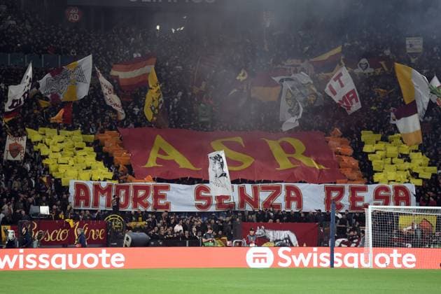 Soccer, Europa League match AS Roma v Feyenoord Roma fans during the Uefa Europa League match AS Roma v Feyenoord at Olimpico stadium in Rome, Italy, 20th, April 2023. Imago-Images Emmefoto Copyright: xImago-Images Emmefotox