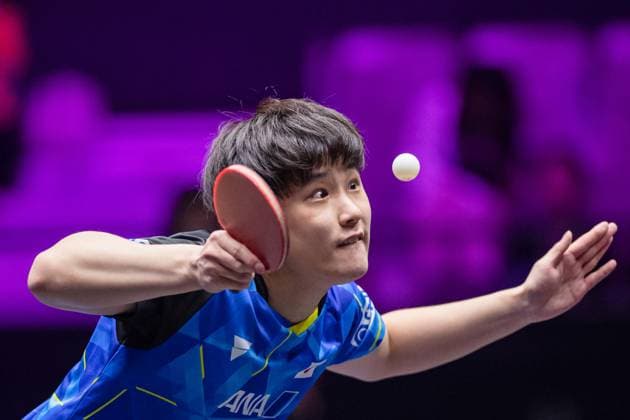 Bilder des Jahres 2023, Sport 04 April Sport Themen der Woche KW16 Sport Bilder des Tages (230421) -- MACAO, April 21, 2023 -- Harimoto Tomokazu of Japan serves during the men s singles quarterfinal match against Darko Jorgic of Slovenia at the WTT Champions Macao 2023 in Macao, south China, April 21, 2023. ) (SP)CHINA-MACAO Table tennis, Tischtennis WTT CHAMPIONS MACAO 2023 (CN) CheongxKamxKa 