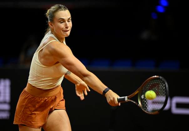 Aryna Sabalenka BLR Action Tennis Women Porsche Cup Porsche Tennis Grand Prix GP Stuttgart 2023 Porsche Arena 21 04 2022 DFL REGULATES PROHIBIT ANY USE OF PHOTOGRAPHS AS IMAGE SEQUENCES AND OR QUASI VIDEO Porsche Tennis Grand Prix GP Stuttgart 2023