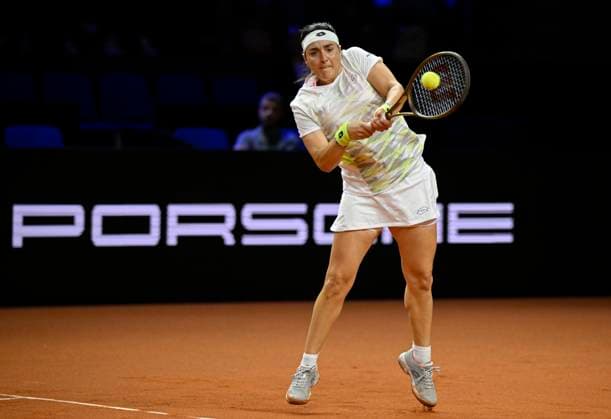 Ons Jabeur TUN Action Tennis Women Porsche Cup Porsche Tennis Grand Prix GP Stuttgart 2023 Quarterfinals Porsche Arena 21 04 2022 DFL REGULATIONS PROHIBIT ANY USE OF PHOTOGRAPHS AS IMAGE SEQUENCES AND OR QUASI VIDEO Porsche Tennis Grand Prix GP Stuttgart 2023