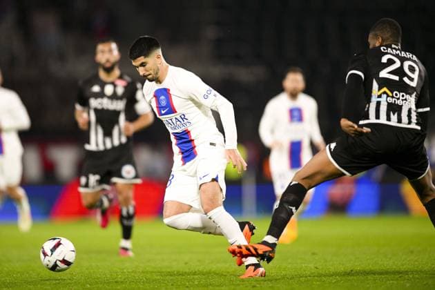 Achraf Hakimi (PSG) FOOTBALL : Angers vs PSG - Ligue1 - 21 04 2023 JBAutissier Panoramic 