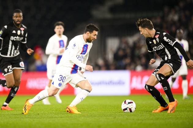 Lionel Messi (PSG) FOOTBALL : Angers vs PSG - Ligue1 - 21 04 2023 JBAutissier Panoramic 
