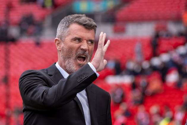 Former Manchester United, ManU captain Roy Keane predicting a 5-0 defeat to the Sheffield United fans before the FA Cup Semi Final football match between Manchester City and Sheffield United at Wembley Stadium in London, England. (Richard Callis Sports Press Photo SPP)  Copyright: xRichardxCallis SportsxPressxPhotox xSPPx spp-en-RiCaPrPh-rmc220423-95077
