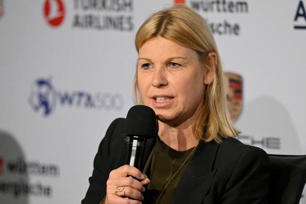 Press Conference PK with Sport Director Anke Huber Tennis Women Porsche Cup Porsche Tennis Grand Prix GP Stuttgart 2023 Final Porsche Arena 23 04 2022 DFL REGULATIONS PROHIBIT ANY USE OF PHOTOGRAPHS AS IMAGE SEQUENCES AND OR QUASI VIDEO Porsche Tennis Grand Prix GP Stuttgart 2023