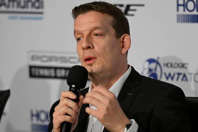 Press Conference PK with Deniz Keskin, Head of Brand Management and Partnerships of Porsche AG Tennis Ladies Porsche Cup Porsche Tennis Grand Prix GP Stuttgart 2023 Final Porsche Arena 23 04 2022 DFL REGULATES PROHIBIT ANY USE OF PHOTOGRAPHS AS IMAGE SEQUENCES AND OR QUASI VIDEO Porsche Tennis Grand Prix GP Stuttgart 2023