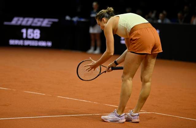 Aryna Sabalenka BLR disappointed Tennis Women Porsche Cup Porsche Tennis Grand Prix GP Stuttgart 2023 Final Porsche Arena 23 04 2022 DFL REGULATES PROHIBIT ANY USE OF PHOTOGRAPHS AS IMAGE SEQUENCES AND OR QUASI VIDEO Porsche Tennis Grand Prix GP Stuttgart 2023