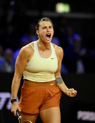 Aryna Sabalenka BLR cheer joy emotion scream tennis ladies Porsche Cup Porsche Tennis Grand Prix GP Stuttgart 2023 final Porsche Arena 23 04 2022 DFL REGULATES PROHIBIT ANY USE OF PHOTOGRAPHS AS IMAGE SEQUENCES AND OR QUASI VIDEO Porsche Tennis Grand Prix GP Stuttgart 2023