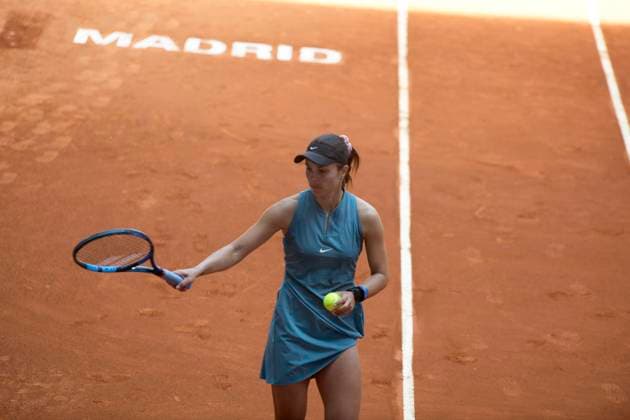 2023 Mutua Madrid Open Viktoriya Tomova of Bulgaria in action against Leyre Romero Gormaz of Spain during qualifying at the Mutua Madrid Open 2023 tennis tournament on April 24, 2023 at Caja Magica stadium in Madrid, Spain. madrid Spain  Copyright: xJuanxCarlosxLucasx originalFilename:lucas-notitle230424_npVyx.jpg