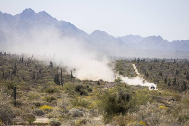 201 AL ATTIYAH Nasser (qat), BAUMEL Mathieu (fra), Toyota Gazoo Racing, Toyota GR DKR Hilux, FIA W2RC, action during the Stage 2 of the Sonora Rally 2023, 3rd round of the 2023 World Rally-Raid Championship, between Hermosillo and Penasco on April 25th, 2023 in Penasco, Mexico - AUTO - W2RC - SONORA RALLY 2023 DPPI Panoramic  05323003__DE_7137