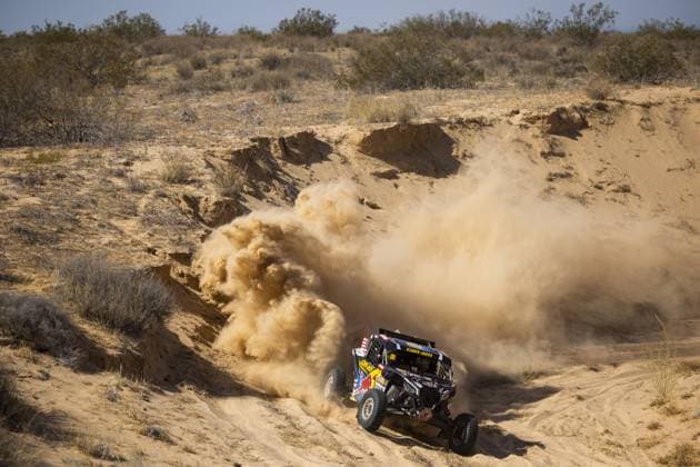 300 QUINTERO Seth (usa), ZENZ Dennis (ger), Red Bull Off-Road Junior Team USA, Can-Am Maverick X3, FIA W2RC, action during the Stage 3 of the Sonora Rally 2023, 3rd round of the 2023 World Rally-Raid Championship, around Penasco on April 26th, 2023 in Penasco, Mexico - AUTO - W2RC - SONORA RALLY 2023 DPPI Panoramic  05323003__DE_8204
