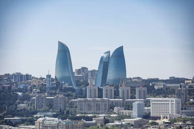 Baku city buildings landscape, paysage during the Formula 1 Azerbaijan Grand Prix 2023, 4th round of the 2023 Formula One World Championship, WM, Weltmeisterschaft from April 28 to 30, 2023 on the Baku City Circuit, in Baku, Azerbaijan - F1 - AZERBAIJAN GRAND PRIX 2023 DPPI Panoramic  _R3_4149