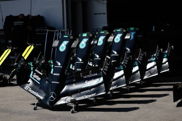 Mercedes AMG F1 W14 E Performance front wing, F1 Grand Prix of Azerbaijan at Baku City Circuit on April 27, 2023 in Baku, Azerbaijan Photo by HOCH ZWEI Baku Azerbaijan