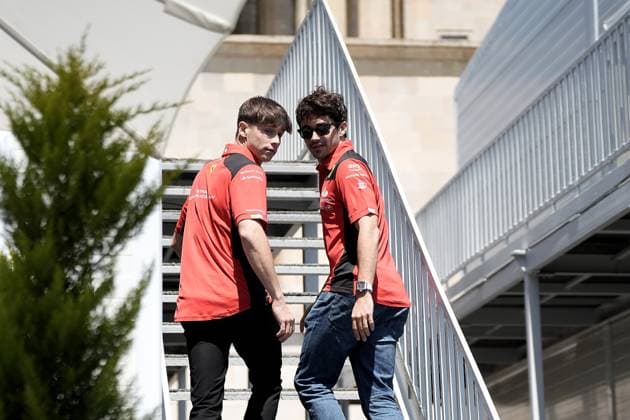 FORMULA 1 AZERBAIJAN GRAND PRIX 2023 27 04 2023, Baku City Circuit , Baku, FORMULA 1 AZERBAIJAN GRAND PRIX 2023 ,in the picture Arthur Leclerc with his brother Charles Leclerc MCO , Scuderia Ferrari nordphotoxGmbHx xBratic nph00250
