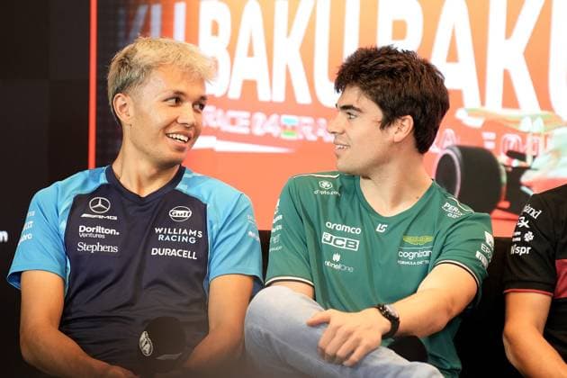 27 04 2023, Baku City Circuit , Baku, FORMULA 1 AZERBAIJAN GRAND PRIX 2023 ,in picture Alexander Albon GBR , Williams Racing, Lance Stroll CAN , Aston Martin Aramco Cognizant Formula One Team Baku Baku City Circuit AZERBAIJAN  eu-images-506