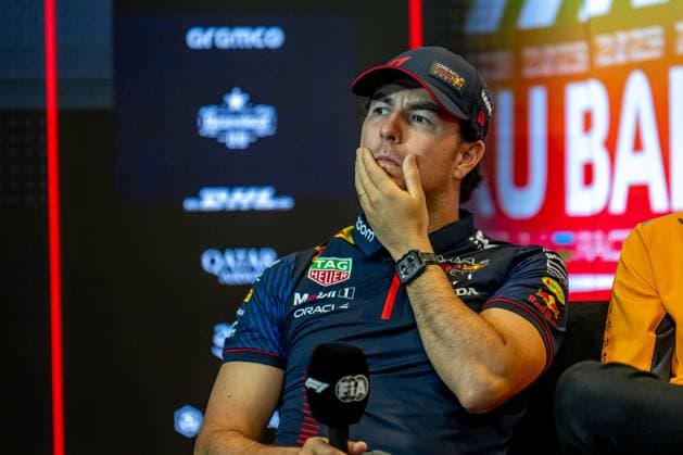 BAKU, AZERBAIJAN: Sergio Perez, racing for the Red Bull Racing team during the 2023 Formula 1 Azerbaijan Grand Prix at the Baku City Circuit in Baku, Azerbaijan