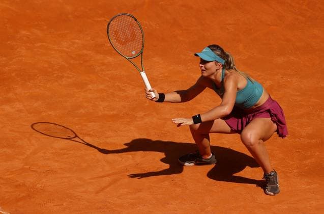 Mandatory Credit: Photo by Ella Ling Shutterstock (13889088au) Paula Badosa of Spain in action Mutua Madrid Open, Day 4 Tennis, La Caja Magica, Madrid, Spain - 28th Apr 2023 Mutua Madrid Open, Day 4 Tennis, La Caja Magica, Madrid, Spain - 28th Apr 2023  Copyright: xEllaxLing Shutterstockx 13889088au