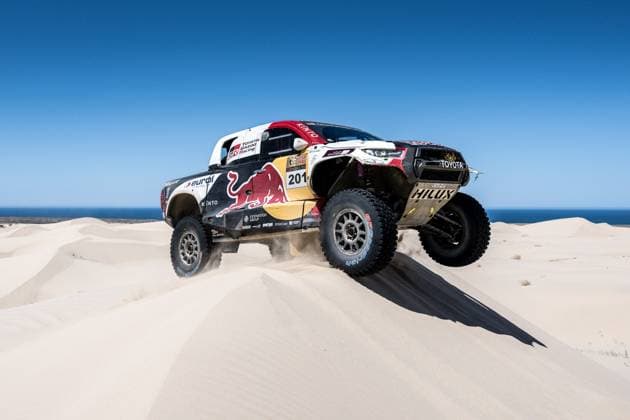 201 AL ATTIYAH Nasser (qat), BAUMEL Mathieu (fra), Toyota Gazoo Racing, Toyota GR DKR Hilux, FIA W2RC, action during the Stage 4 of the Sonora Rally 2023, 3rd round of the 2023 World Rally-Raid Championship, around Penasco on April 27th, 2023 in Penasco, Mexico - AUTO - W2RC - SONORA RALLY 2023 DPPI Panoramic  EdoBauer_S4_SON23__EDU1245