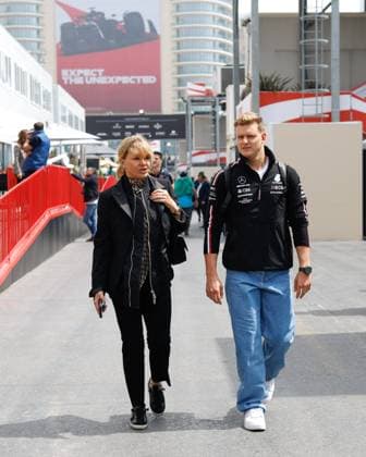Mick Schumacher DEU, Mercedes AMG Petronas F1 Team and his mother Corinna Schumacher, F1 Grand Prix of Azerbaijan at Baku City Circuit on April 28, 2023 in Baku, Azerbaijan Photo by HOCH ZWEI Baku Azerbaijan