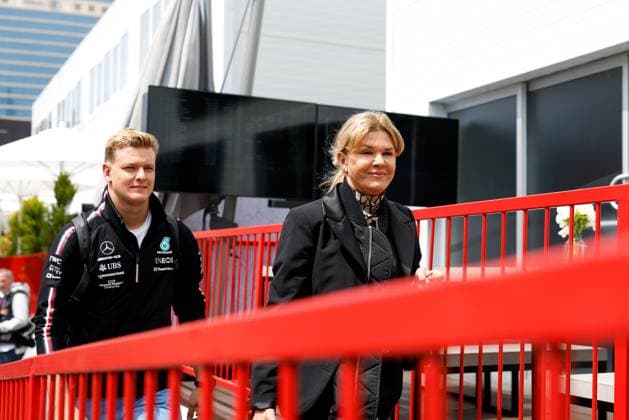 Mick Schumacher DEU, Mercedes AMG Petronas F1 Team and his mother Corinna Schumacher, F1 Grand Prix of Azerbaijan at Baku City Circuit on April 28, 2023 in Baku, Azerbaijan Photo by HOCH ZWEI Baku Azerbaijan