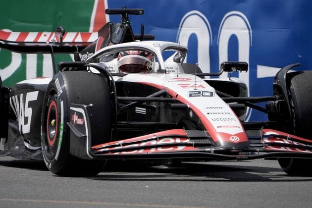 FORMULA 1 AZERBAIJAN GRAND PRIX 2023 28 04 2023, Baku City Circuit , Baku, FORMULA 1 AZERBAIJAN GRAND PRIX 2023 ,in the picture Kevin Magnussen DNK , Moneygram Haas F1 Team stops with a defect on the track nordphotoxGmbHx xBratic nph00250