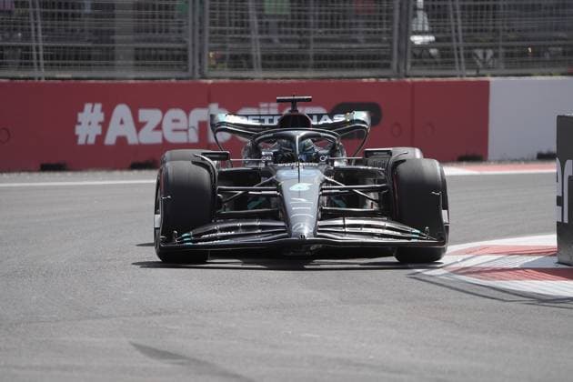 FORMULA 1 AZERBAIJAN GRAND PRIX 2023 28 04 2023, Baku City Circuit , Baku, FORMULA 1 AZERBAIJAN GRAND PRIX 2023 ,in picture George Russell GBR , Mercedes AMG Petronas Formula One Team nordphotoxGmbHx xBratic nph00250