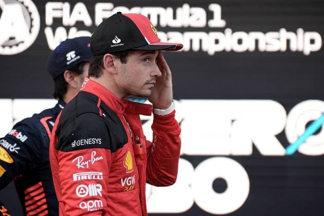 28 04 2023, Baku City Circuit , Baku, FORMULA 1 AZERBAIJAN GRAND PRIX 2023 ,in the picture pole position for Charles Leclerc MCO , Scuderia Ferrari, 3rd place on the grid for Sergio Perez MEX , Oracle Red Bull Racing Baku Baku City Circuit AZERBAIJAN  eu-images-506