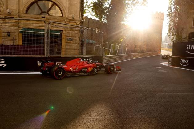55 SAINZ Carlos (spa), Scuderia Ferrari SF-23, action during the Formula 1 Azerbaijan Grand Prix 2023, 4th round of the 2023 Formula One World Championship, WM, Weltmeisterschaft from April 28 to 30, 2023 on the Baku City Circuit, in Baku, Azerbaijan - F1 - AZERBAIJAN GRAND PRIX 2023 DPPI Panoramic  F12023GP04AZE_JK003807