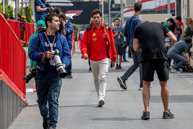 BAKU, AZERBAIJAN: Carlos Sainz, racing for the Ferrari team during the 2023 Formula 1 Azerbaijan Grand Prix at the Baku City Circuit in Baku, Azerbaijan