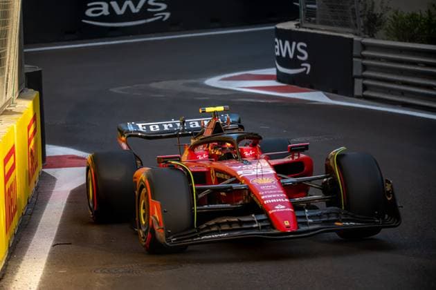 BAKU, AZERBAIJAN: Carlos Sainz, racing for the Ferrari team during the 2023 Formula 1 Azerbaijan Grand Prix at the Baku City Circuit in Baku, Azerbaijan