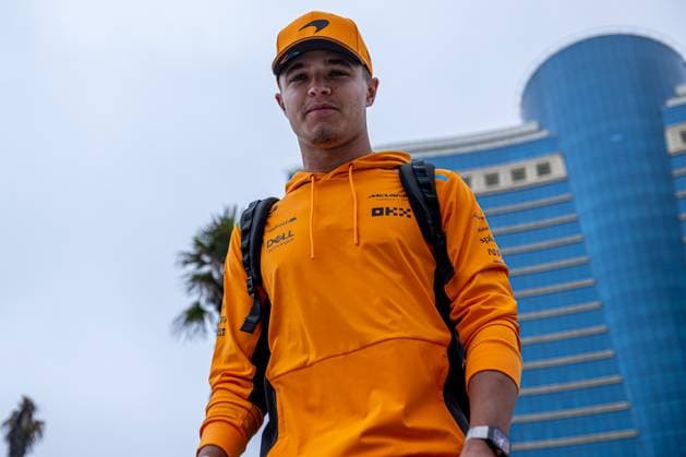 BAKU, AZERBAIJAN: Lando Norris, racing for the McLaren F1 team during the 2023 Formula 1 Azerbaijan Grand Prix at the Baku City Circuit in Baku, Azerbaijan
