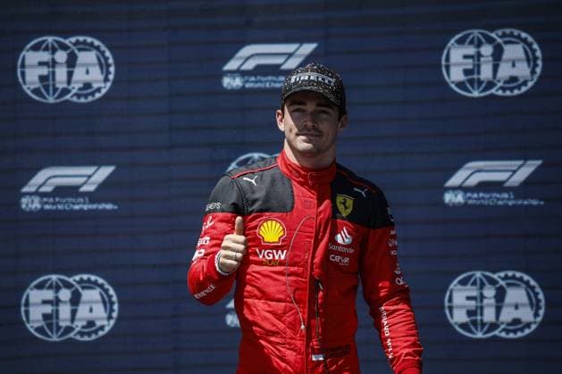 LECLERC Charles (mco), Scuderia Ferrari SF-23, portrait pole position during the Formula 1 Azerbaijan Grand Prix 2023, 4th round of the 2023 Formula One World Championship, WM, Weltmeisterschaft from April 28 to 30, 2023 on the Baku City Circuit, in Baku, Azerbaijan - F1 - AZERBAIJAN GRAND PRIX 2023 DPPI Panoramic  00122008__R3_0399