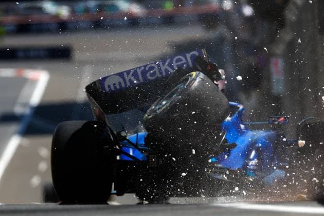 Crash of 2 Logan Sargeant USA, Williams Racing , F1 Grand Prix of Azerbaijan at Baku City Circuit on April 29, 2023 in Baku, Azerbaijan Photo by HOCH ZWEI Baku Azerbaijan